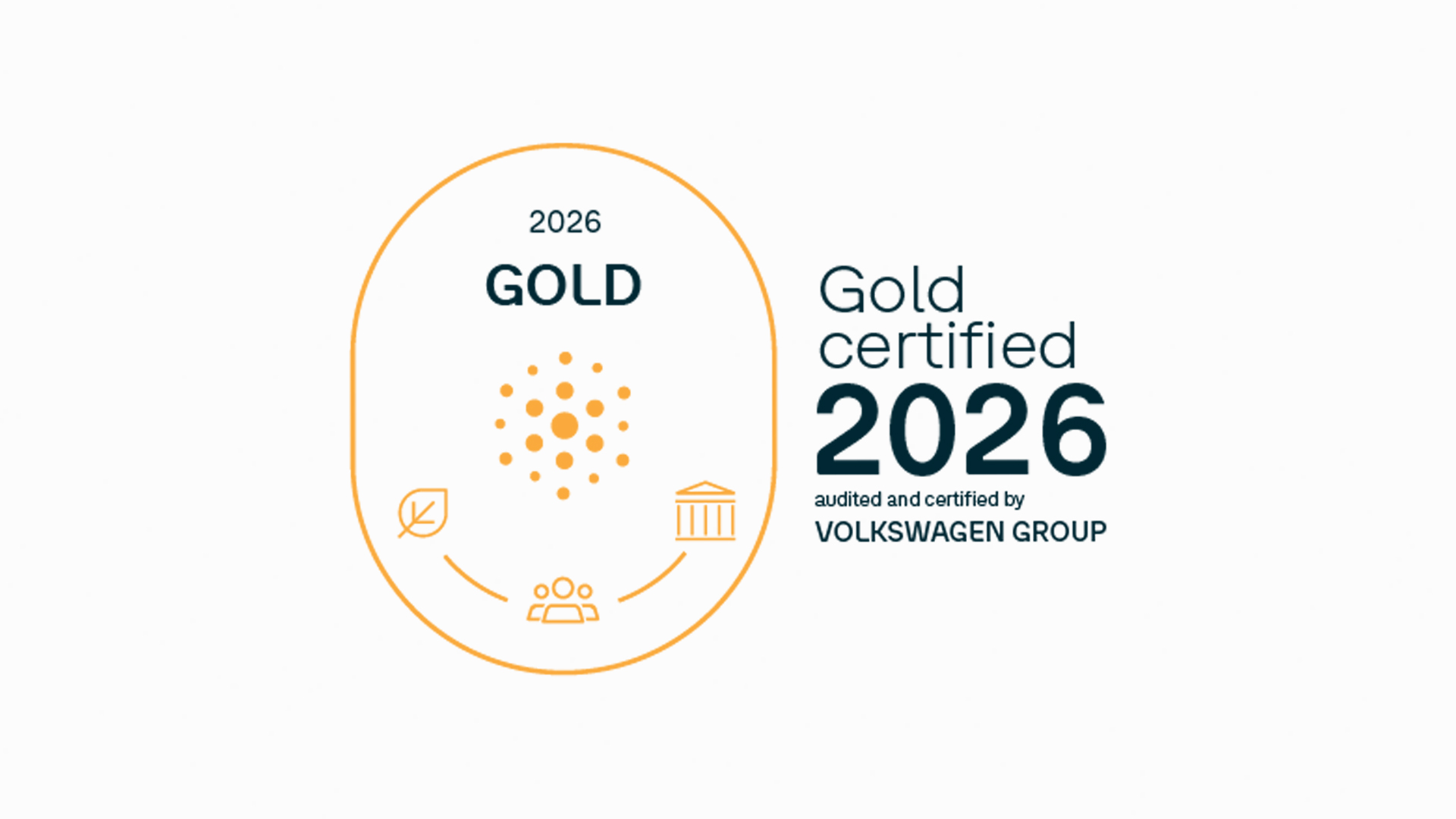Logo Gold „goTOzero“-Zertifizierung 2026 Volkswagen Gruppe